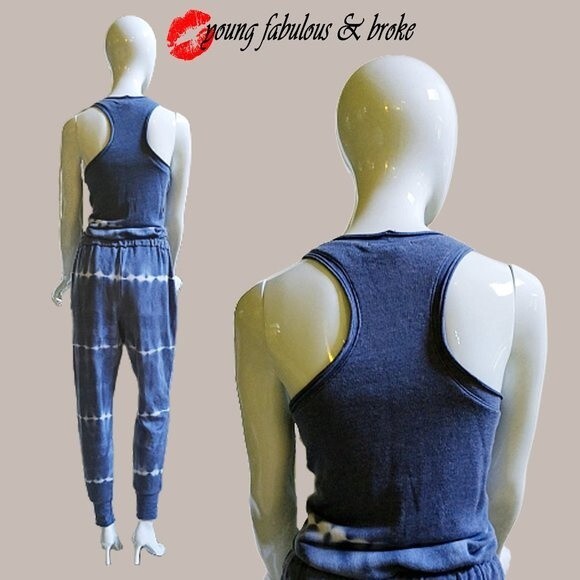 YOUNG FABULOUS & BROKE NEW EBERHARDT Tie Dye Drawstring Racerback Jumpsuit M - Picture 8 of 11